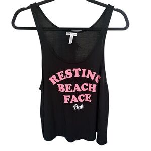 PINK Victoria's Secret Black Tank Top - Resting Beach Face